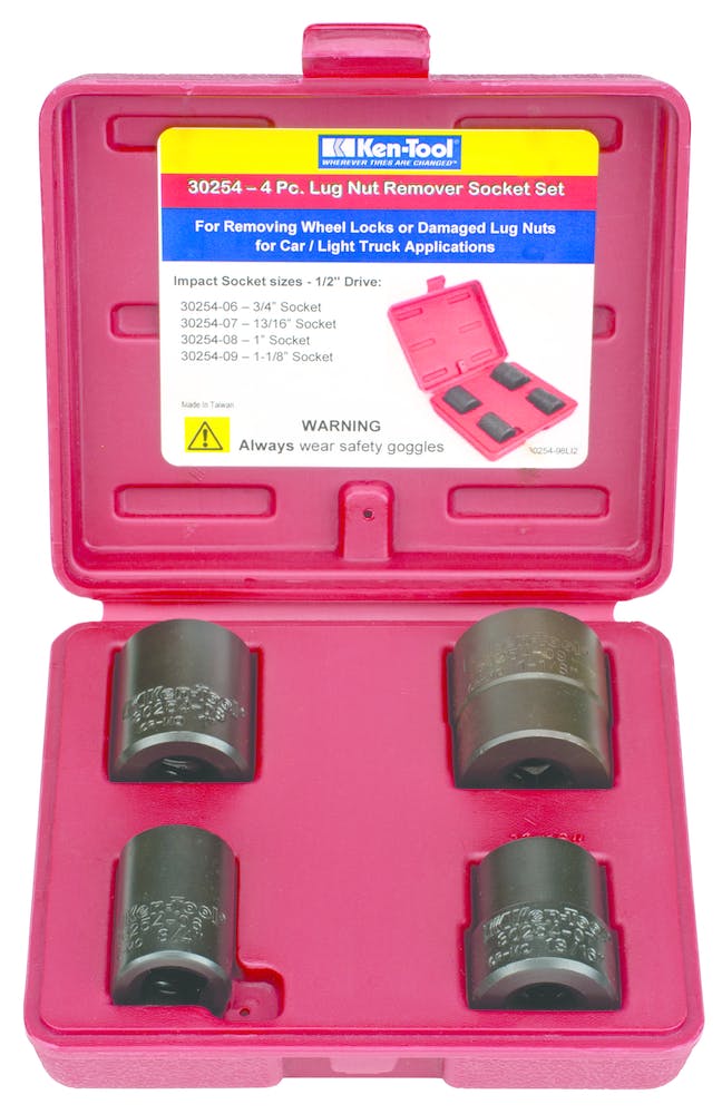 Ken-Tool 30254 4pc Lug Nut Remover Impact Socket Set.